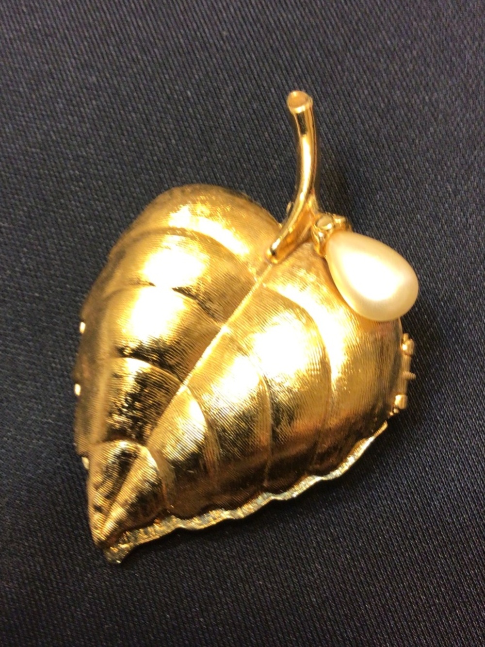 Vintage Avon Solid Perfume Brooch Pin with Teardrop Faux Pearl